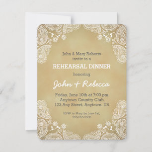 Invitation Dîner de répétition rustique Invitation, White Pai