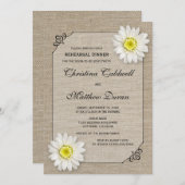 Invitation Dîner de répétition Rustique Jute et White Daisy (Devant / Derrière)