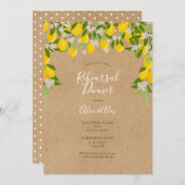 Invitation Dîner de répétition Rustique Lemons Blossom (Devant / Derrière)