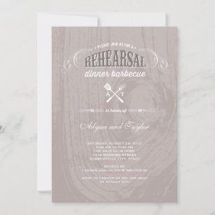 Invitation Dîner de répétition Rustique Mariage en bois