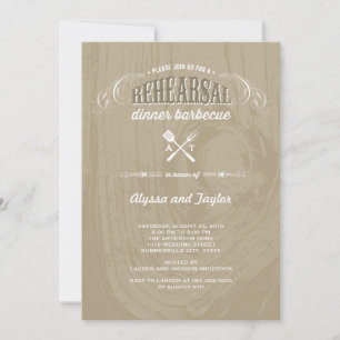 Invitation Dîner de répétition Rustique Mariage en bois