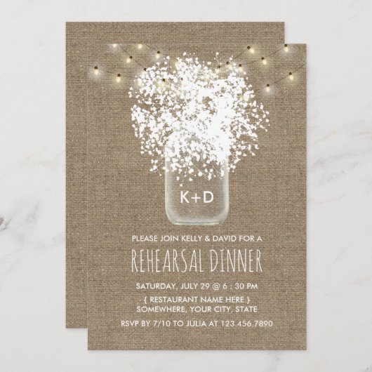 Invitation Dîner de répétition Rustique Mariage pour bébé (Devant / Derrière)