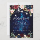 Invitation Dîner de répétition rustique pots Mason guirlandes (Devant)