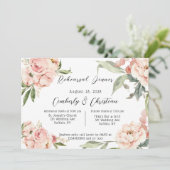 Invitation Dîner de répétition Rustique rose Aquarelle Peony (Debout devant)