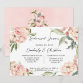 Invitation Dîner de répétition Rustique rose Aquarelle Peony (Devant / Derrière)