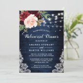 Invitation Dîner de répétition Rustique rouge bleu bleu bleu (Debout devant)