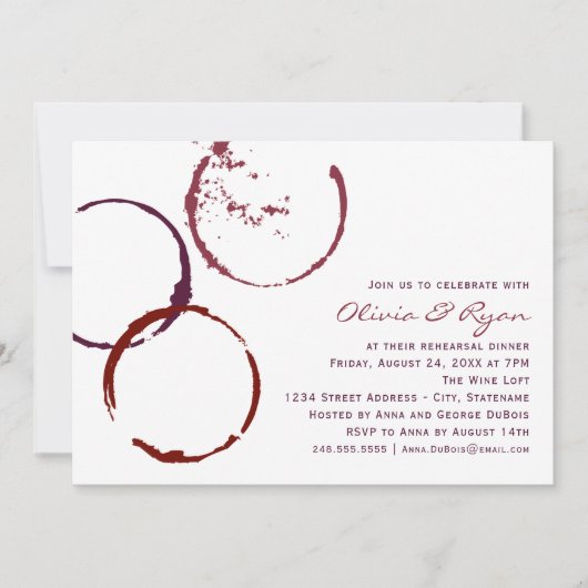Invitation Dîner de répétition Rustique rouge foncé (Devant)