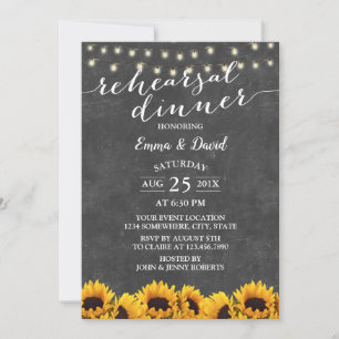 Invitation Dîner de répétition Rustique Sunflower
