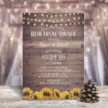 Invitation Dîner de répétition Rustique Sunflower & String Li<br><div class="desc">Rustic Sunflower & String Lights Dîner de répétition Mariage Invitations.</div>
