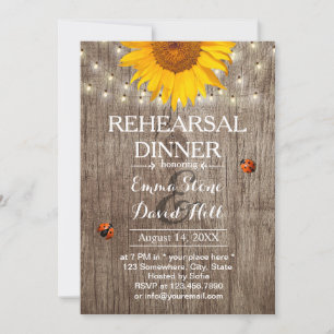 Invitation Dîner de répétition Rustique Sunflower & String Li