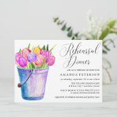 Invitation Dîner de répétition rustique Tulipes Aquarelle ten (Debout devant)