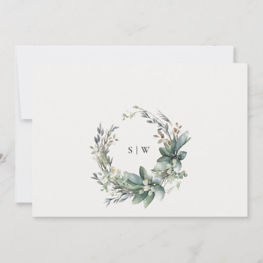 Invitation Dîner de répétition Rustique Vert Foliage (Dos)