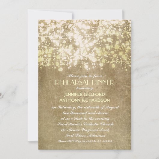 Invitation dîner de répétition rustique vintage (Devant)