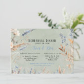 Invitation Dîner de répétition Sage Green & Dusty Blue Flower (Debout devant)
