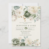Invitation Dîner de répétition Sage Green & Ivory Flowers (Devant)
