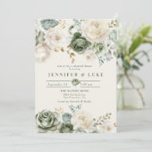 Invitation Dîner de répétition Sage Green & Ivory Flowers (Debout devant)