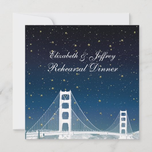 Invitation Dîner de répétition San Fran Skyline Etched Blue S (Devant)