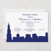 Invitation Dîner de répétition silhouette de Chicago Navy (Devant)