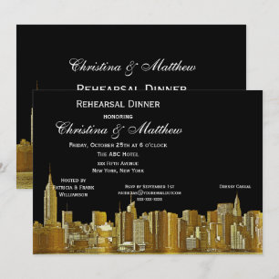 Invitation Dîner de répétition silhouette de la skyline de NY