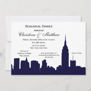 Invitation Dîner de répétition silhouette de la skyline de NY