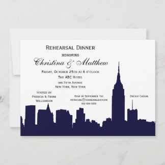 Invitation Dîner de répétition silhouette de la skyline de NY