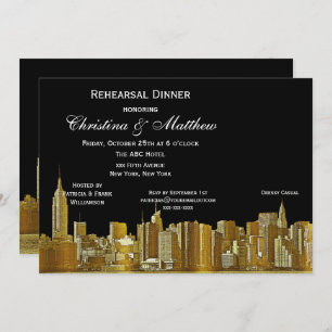 Invitation Dîner de répétition Silhouette Skyline NYC