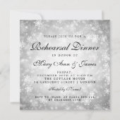 Invitation Dîner de répétition Silver Winter Wonderland (Devant)