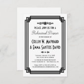 Invitation Dîner de répétition Simple Blanc & Noir Art Déco (Devant / Derrière)