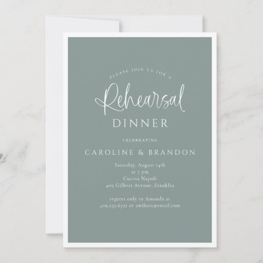Invitation Dîner de répétition simple et élégant (Devant)