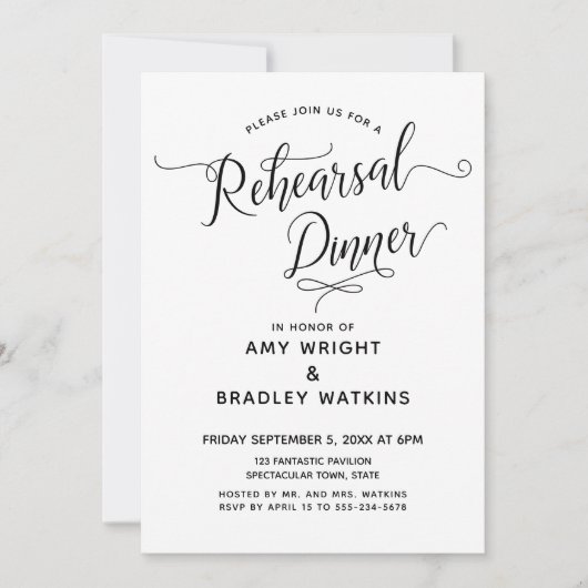 Invitation Dîner de répétition simple et élégant (Devant)