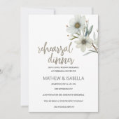 Invitation Dîner de répétition simple et fleuri à la menthe b (Devant)