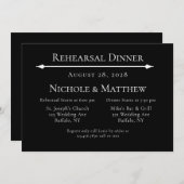 Invitation Dîner de répétition simple noir et blanc (Devant / Derrière)