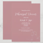 Invitation Dîner de répétition simple ROE rose et blanc Maria (Devant / Derrière)