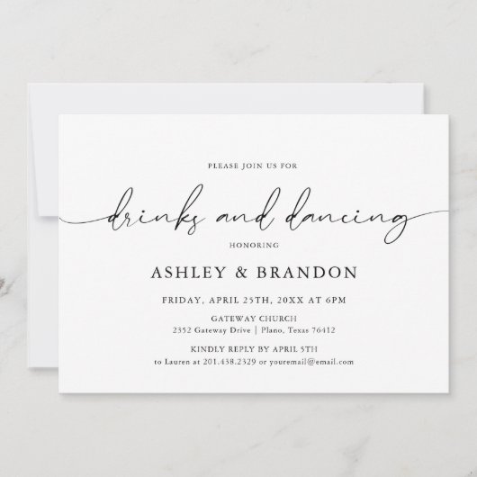 Invitation Dîner de répétition simple Rustique Mariage Invita (Devant)