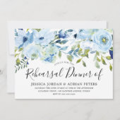 Invitation Dîner de répétition Sky Blue Watercolor Flowers (Devant)