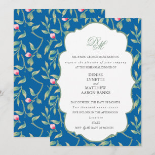 Invitation Dîner de répétition Skydiver Blue & Basil Green