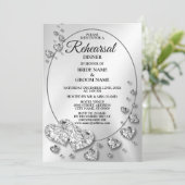 Invitation Dîner de répétition Soirée de mariage Argent Coeur (Debout devant)