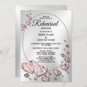 Invitation Dîner de répétition Soirée de mariage rose Coeurs (Devant / Derrière)