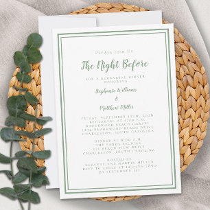 Invitation Dîner de répétition Soirée Mariage avant   Sage Gr