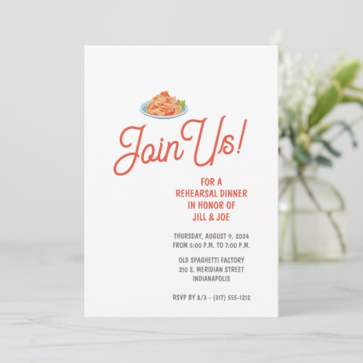 Invitation Dîner de répétition Spaghetti (Debout devant)