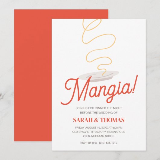 Invitation Dîner de répétition Spaghetti (Devant / Derrière)