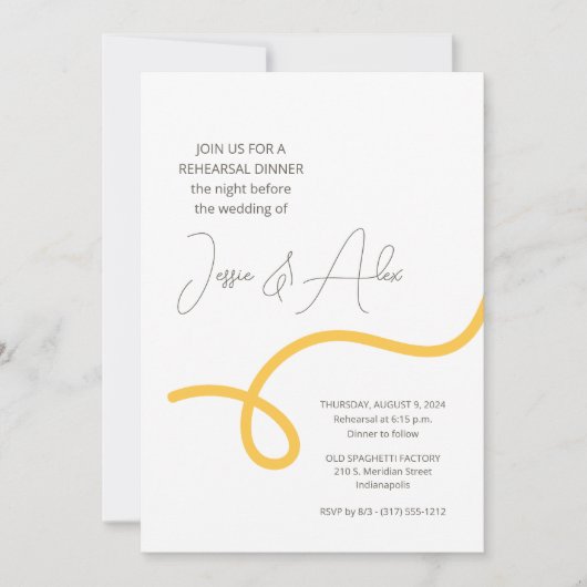 Invitation Dîner de répétition Spaghetti (Devant)