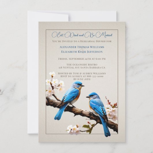 Invitation Dîner de répétition Spring Bluebirds (Devant)