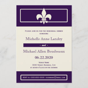 Invitation Dîner de répétition style affiche Fleur de Lis
