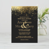Invitation Dîner de répétition stylish Black and Gold Snowfla (Debout devant)