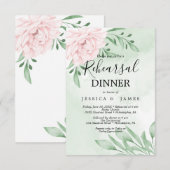 Invitation Dîner de répétition Succulent Eucalyptus Rose (Devant / Derrière)