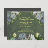 Invitation Dîner de répétition Succulent teintes de blues pâl (Devant / Derrière)