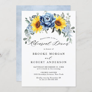 Invitation Dîner de répétition Sunflower Dusty Blue Slate Peo