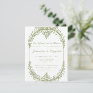 Invitation Dîner de répétition sur cadre de framboise vert ol