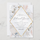 Invitation Dîner de répétition sur la côte bleu et flou (Devant)